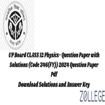 UP Board Class 12 Physics Question Paper 2024 Code 346 FY